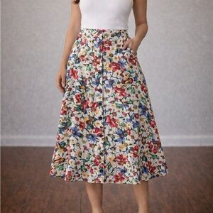 Chic Floral A-Line Skirt